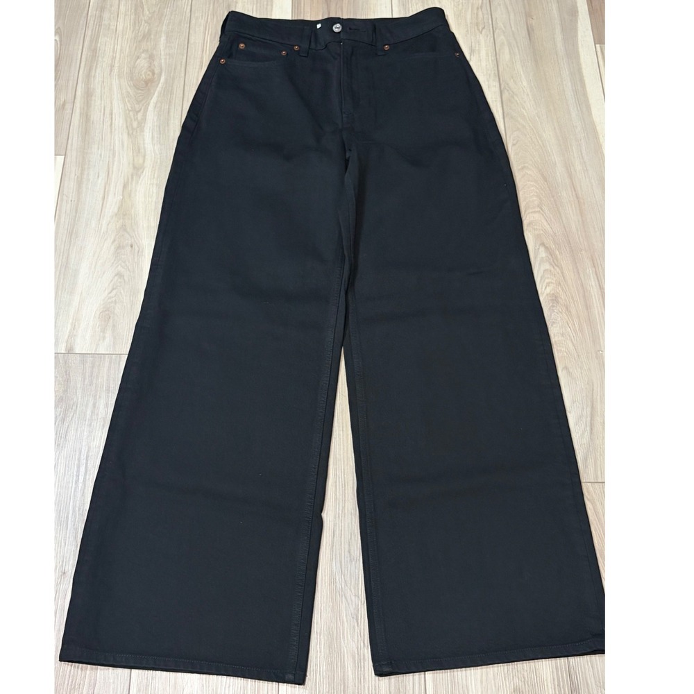 Abercrombie & Fitch High Rise Wide Leg Pants Black Denim Womens 28 Long